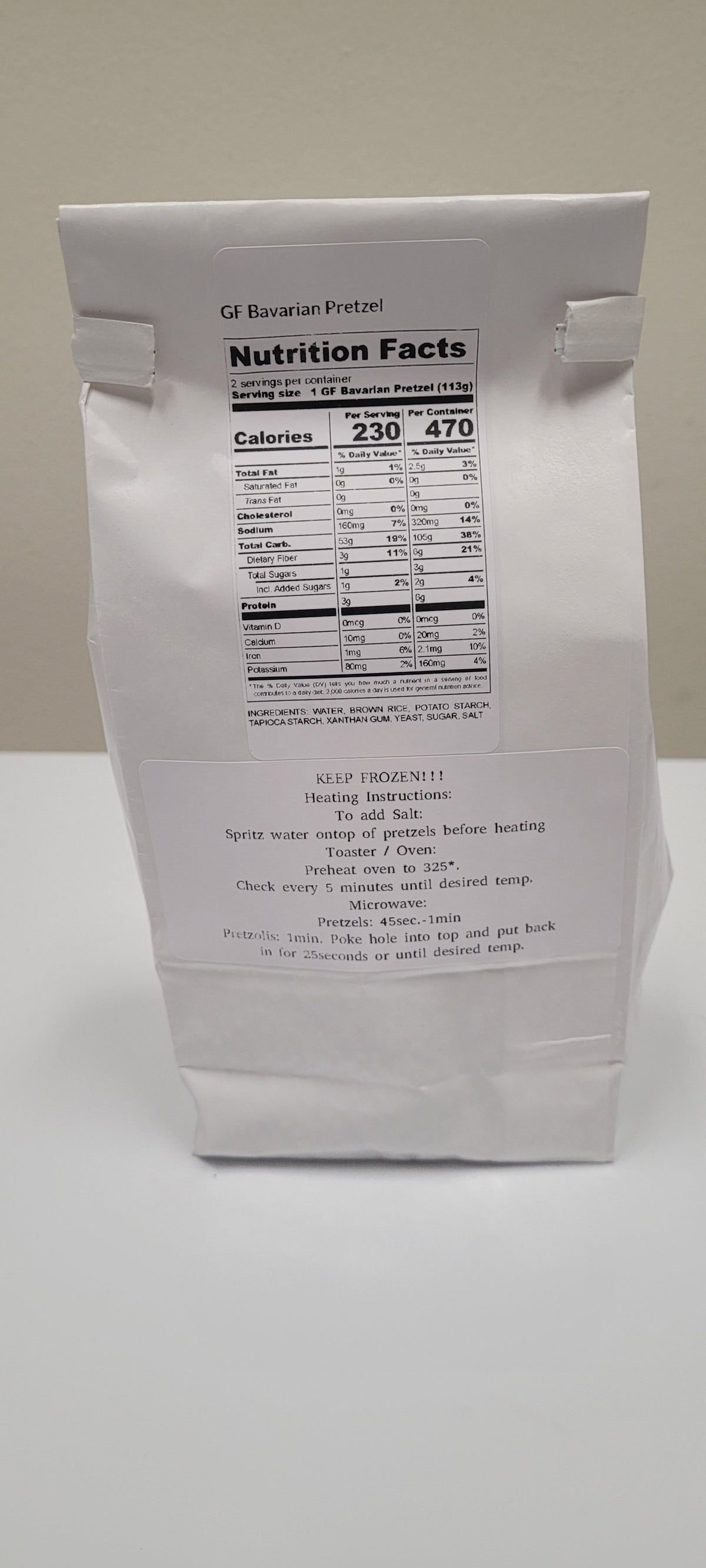 Gluten Free Bavarian Style Pretzels with Salt - 2 per package