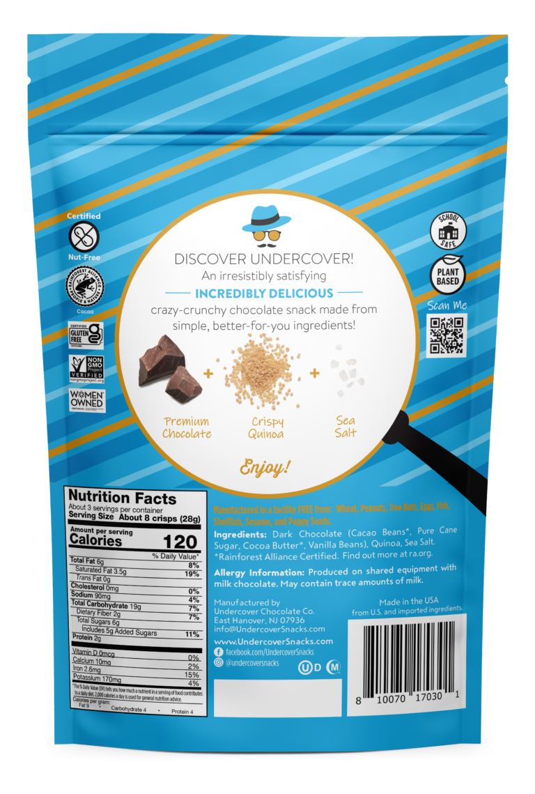 Undercover Snacks Dark Chocolate and Sea Salt Quinoa Crisps (CGF)