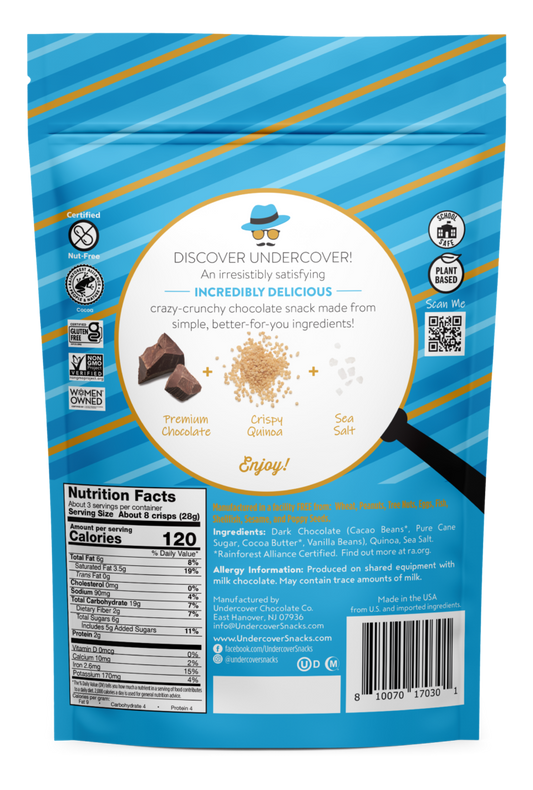 Undercover Snacks Dark Chocolate and Sea Salt Quinoa Crisps (CGF)