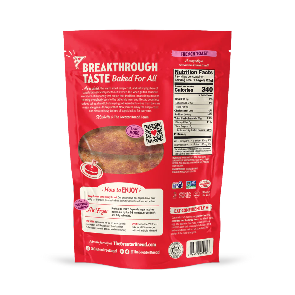 The Greater Knead Gluten Free NY Style French Toast Bagels (CGF)
