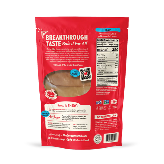 The Greater Knead Gluten Free NY Style Plain Bagels (CGF)