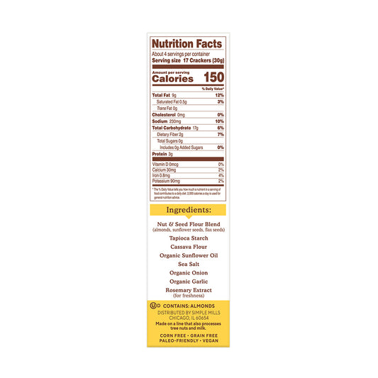 Simple Mills Gluten Free Fine Ground Sea Salt Almond Flour Crackers (CGF)
