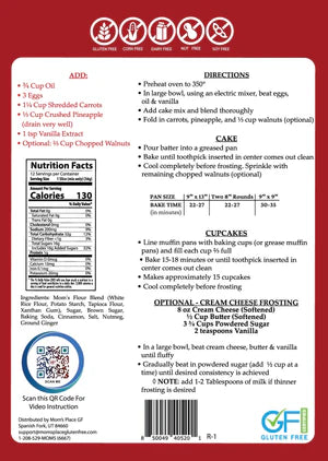 Mom's Place Gluten-Free Carrot Cake Mix (CGF)