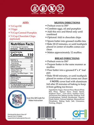 Mom's Place Gluten-Free Pumpkin Harvest Muffin and Bread Mix (CGF)