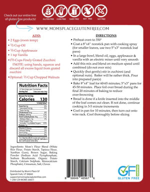 Mom's Place Gluten-Free Zucchini Bread Mix (CGF)