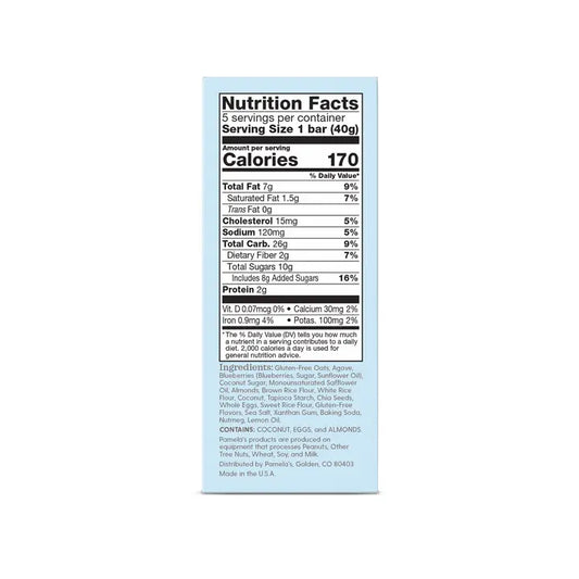Pamela's Blueberry Lemon Whenever Bars, 5 - 1.41 oz (CGF)