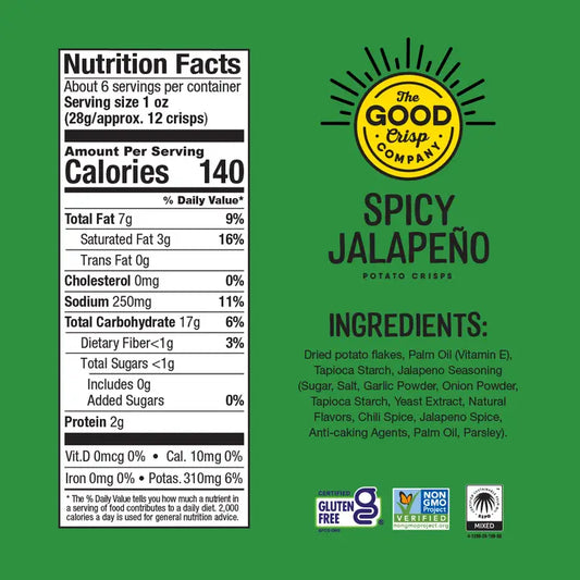 The Good Crisp Company Spicy Jalapeño Gluten Free Chips - 5.6oz Can (CGF)