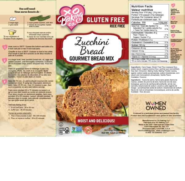 XO Baking Company Zucchini Gourmet Bread Mix (CGF)