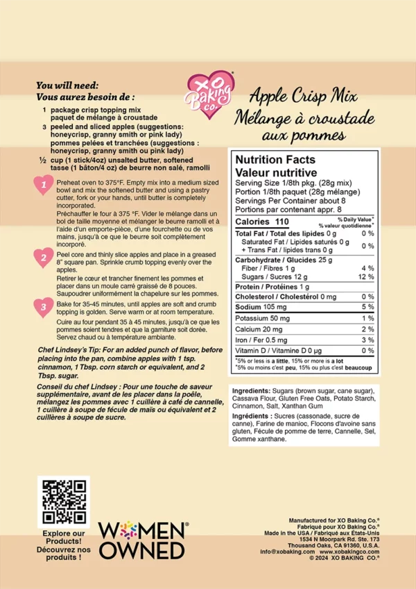 XO Baking Company “Small Batch” Apple Crisp Topping Mix (CGF)