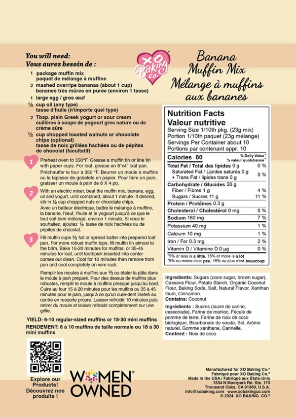 XO Baking Company “Small Batch” Banana Muffin Mix (CGF)