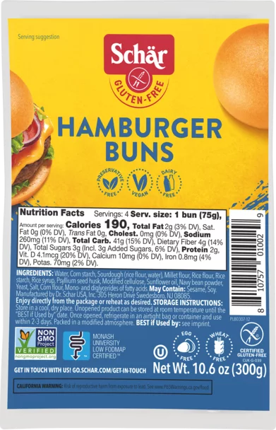Schar Gluten Free Bread - Hamburger Rolls (CGF) (Copy)