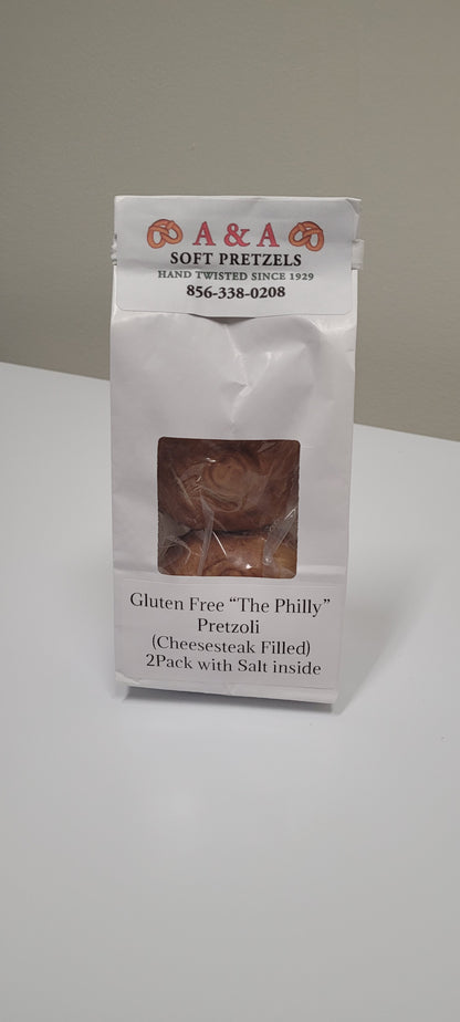 Gluten Free "The Philly" Pretzoli (Philly Cheesesteak Filled Pretzel) with Salt- 2 per pack