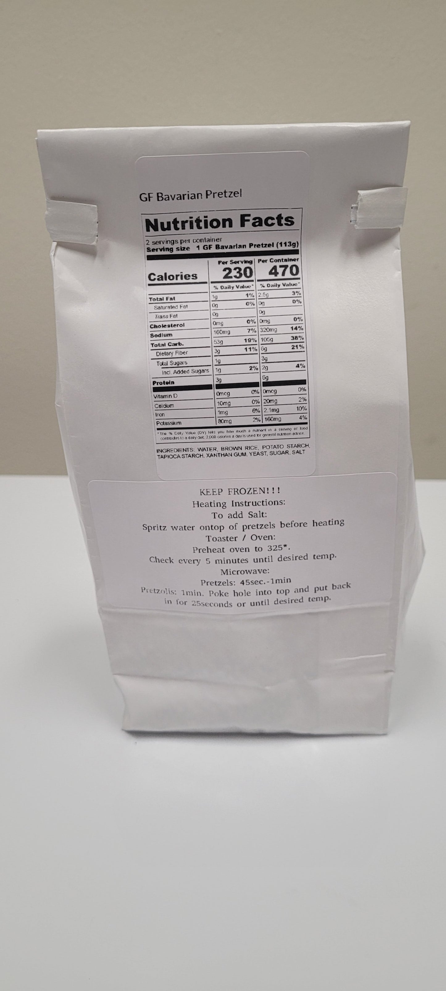 Gluten Free Bavarian Style Pretzels with Salt - 2 per package