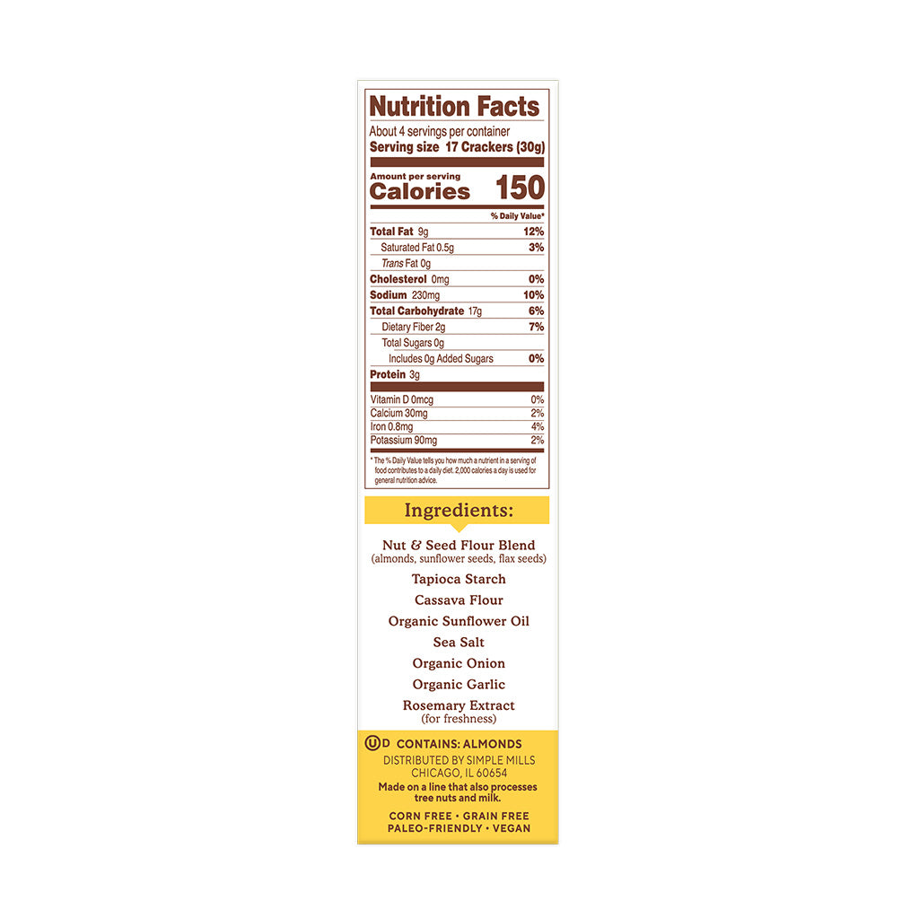 Simple Mills Gluten Free Fine Ground Sea Salt Almond Flour Crackers (CGF)