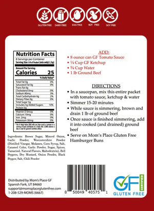 Mom's Place Gluten-Free Sloppy Joe Seasoning Mix (CGF)
