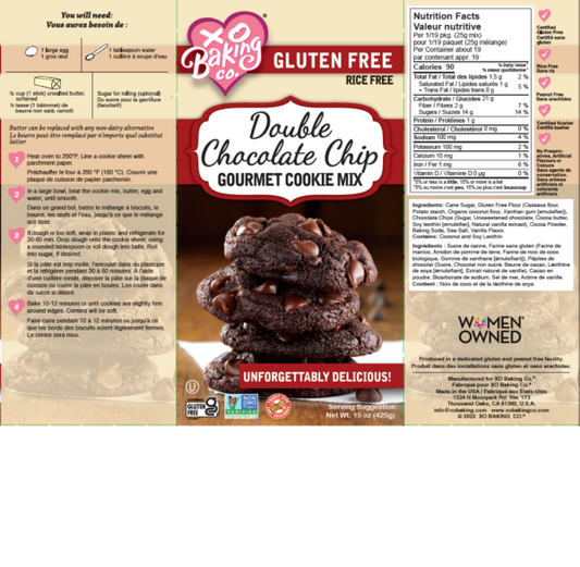 XO Baking Company Double Chocolate Chip Gourmet Cookie Mix (CGF)