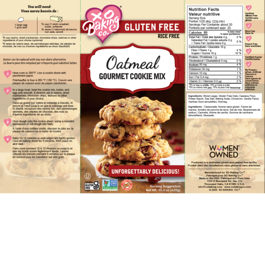 XO Baking Company Oatmeal Gourmet Cookie Mix (CGF)